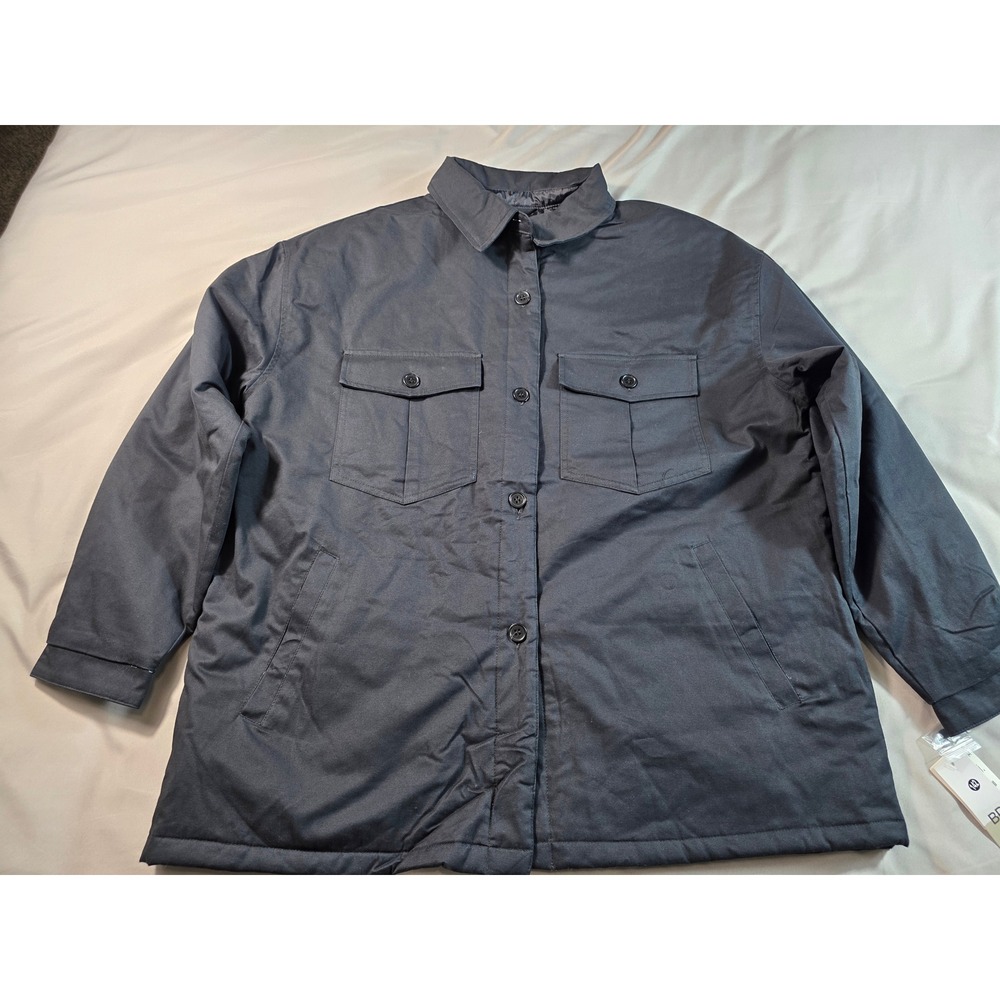Nordstrom BP Quilted Shacket Jacket Mens Large Navy Blue Utility NEW